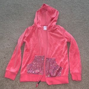 Girls Pink Sequin Hoodie